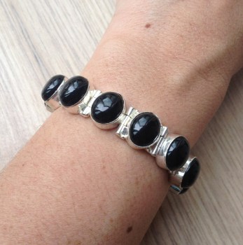 Zilveren edelsteen armband zwarte Onyx schakels